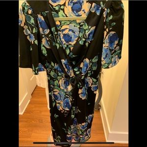 Zara satin floral wrap dress